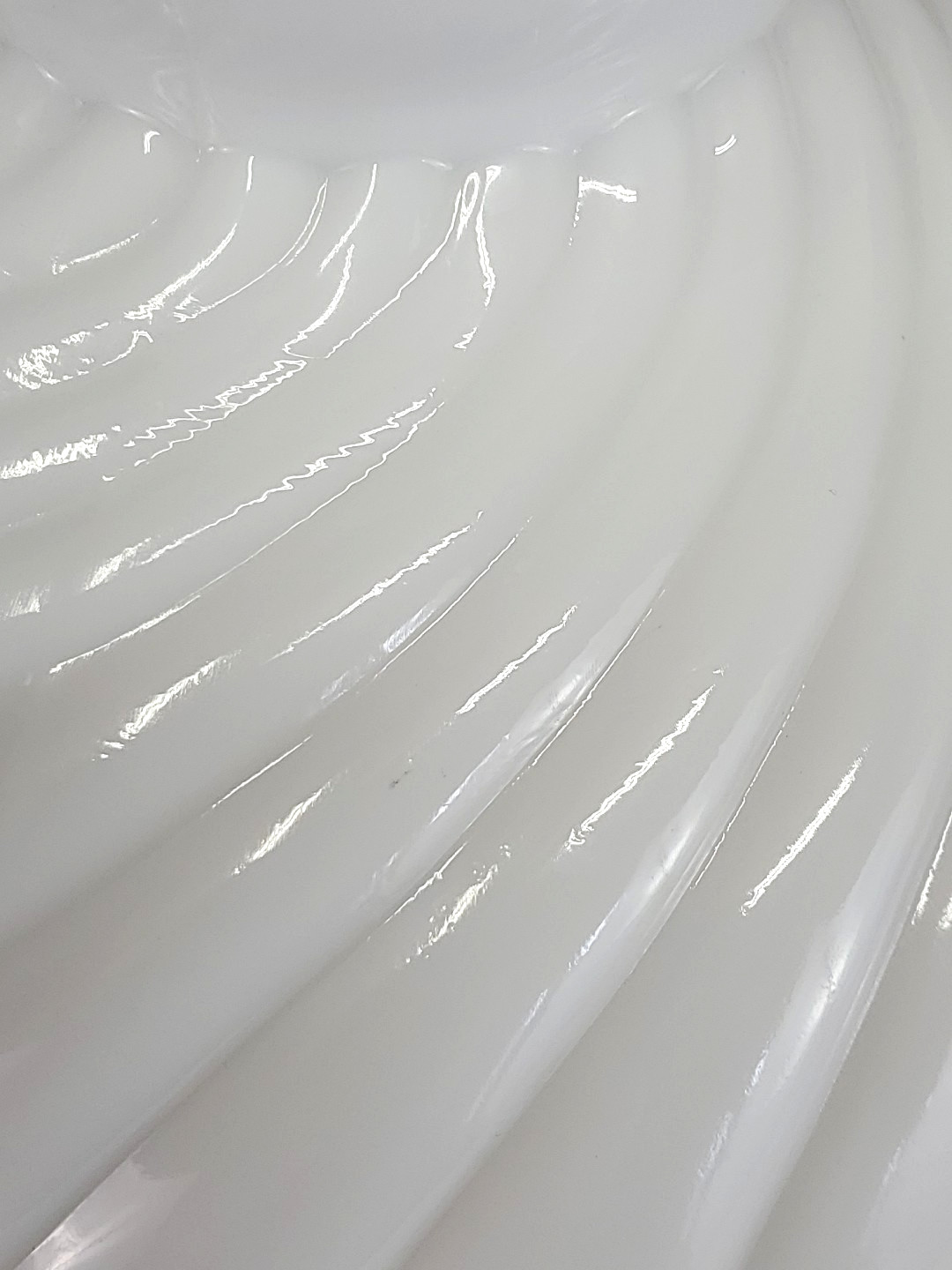 Antique Vtg Milk Glass Student Oil Lamp Shade Swirl Ribbed Melon White 10"Fitter