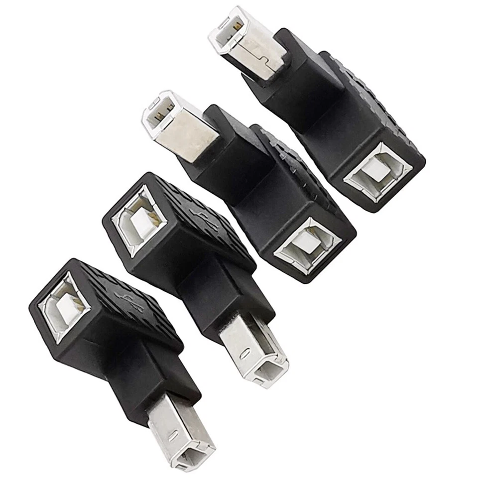 2pcs Angle 90° USB 2.0 B Type Male to Female Adapter Printer Scanner Converter - Image 3 of 4