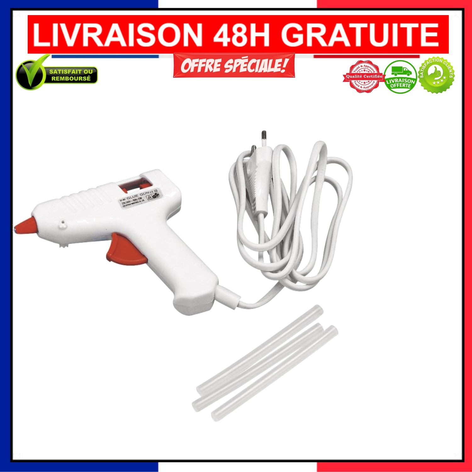 Mini pistolet à colle à chauffe rapide 30W et son pied en métal de protection