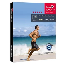 Koala Satin Photo Paper 8.5x11" Water-Resistant Semi Gloss 50 Sheets