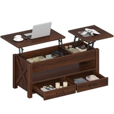 Lift Top Coffee Table with Storage Drawers, Farmhouse Style, Espresso Finish