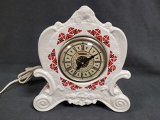 Vintage Narco Landshire Porcelain Ceramic Mantel Clock - Made in USA - Works!