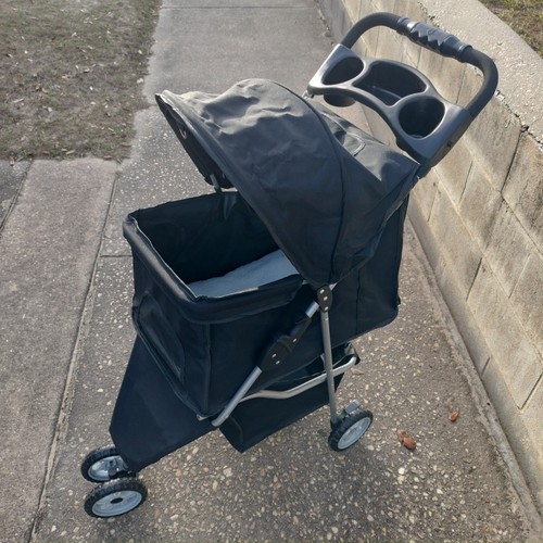 Pet Stroller Breathable Liner Zip Mesh Net Black Folding Animal 3 Views 2 Openin