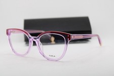 NEW FURLA VFU681 COL.0P52 CLEAR PURPLE RED GOLD AUTHENTIC EYEGLASSES 51-18