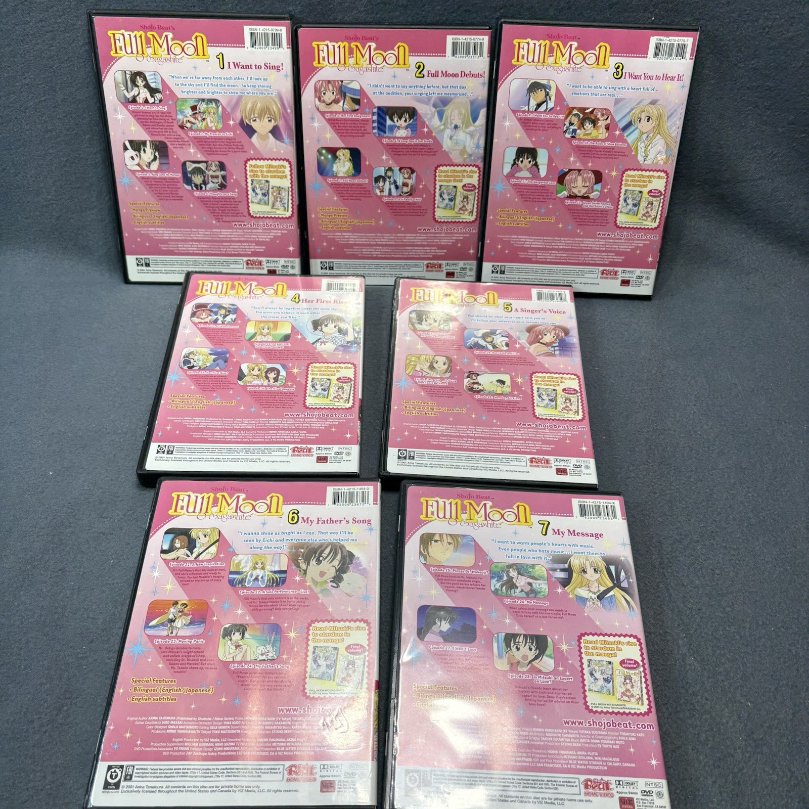 Full Moon O Sagshite 7 DVD Lot (Viz Media 2006) Volume 1 2 3 4 5 6 7