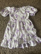 7 Lavender Floral Ruffle Dress Girls