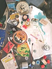 Vintage junk Treasures Lot 1940s To 1980s Antiques Tins, Games, Household Misc