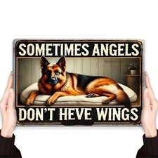  2D Flat Charming German Shepherd 2D Vintage Tin Metal Signs 8x12 - "Sometimes