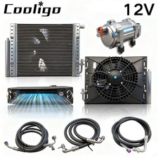 Cooligo 12V Air Conditioner Auto Underdash A/C Kit Electric AC Compressor Set