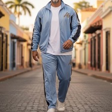 Schott NYC Track Suit Set Jacket/Pants Mens 3XL NWT Light Blue Luxury Premium