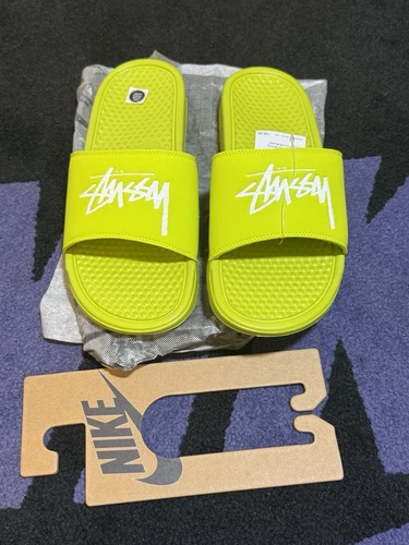 Nike X Stussy Benassi Slide Bright Cactus CW2787 300 US Uomo 9 Nuove