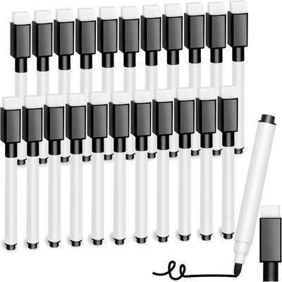 22x Whiteboard Marker Schwarz Magnetisch mit Radierer Boardmarker Trockenlösch