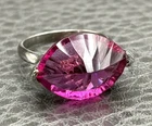 Vintage Large Pink Fuchsia Cubic Zirconia Sterling Silver 925 Ring Size 6.5