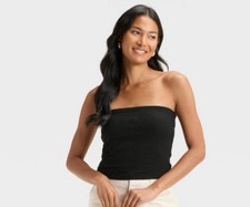 Size Small Black Ribbed Tube Top, Built-In Bra A New Day
