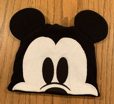 Disney Baby Mickey Mouse Face/Ears Beanie, 6-9 months, Black/White