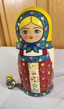 Beautiful Russian Large Wooden Matryoshka 10" tall Nesting Doll G. DeBrekht