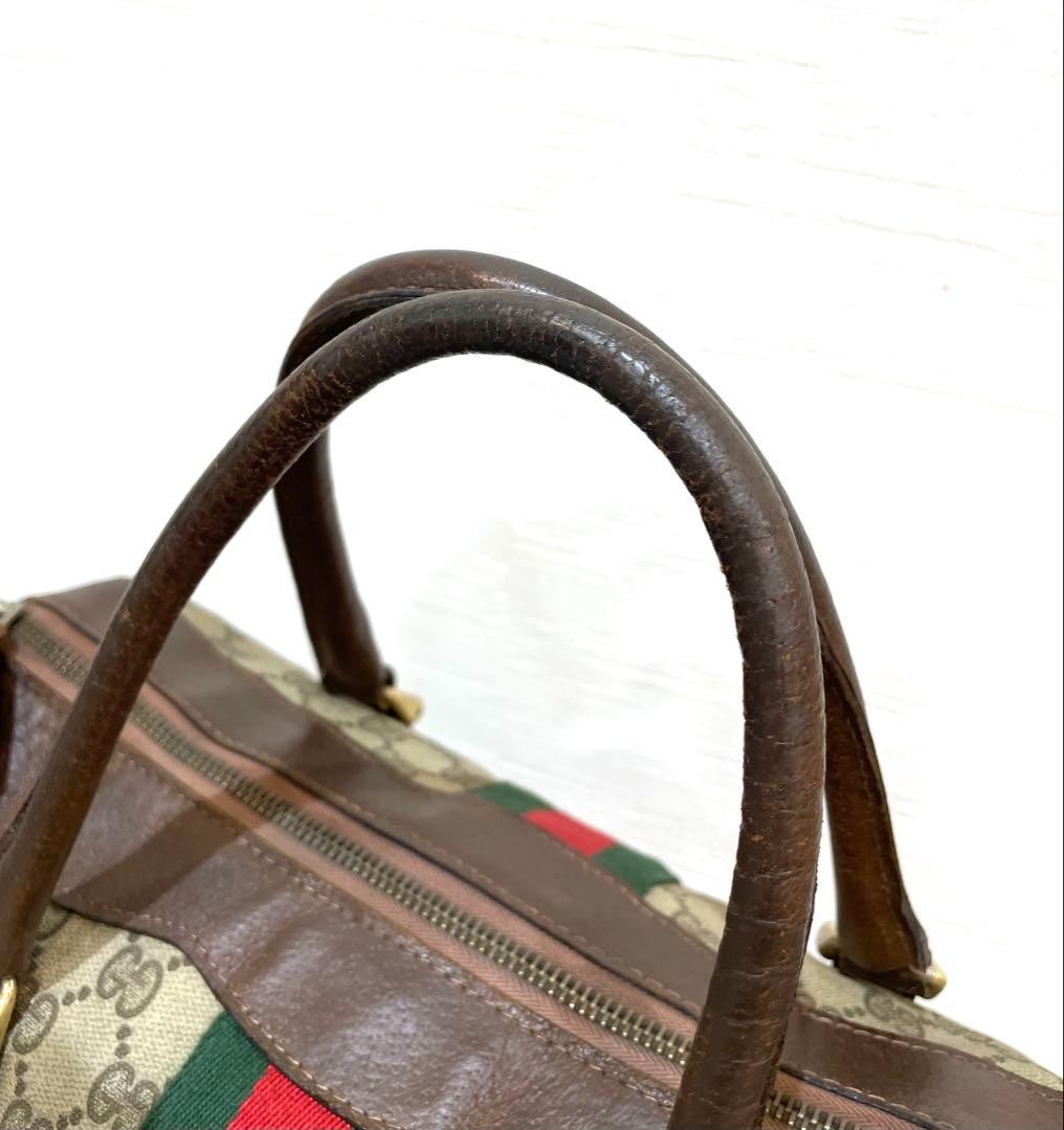 Gucci Old Gucci Sherry Line Boston Bag Beige Brown GG Canvas Italy Authentic thumbnail 8