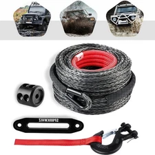 SPARKWHIZ 3/8"x100FT 26500LBS Synthetic Winch Rope Cable Kit Winch Cable Line