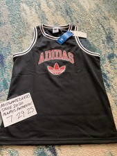 NWT Adidas Originals Basketball Jersey Tank Top Black Red White Boys Sz L