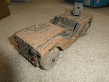 Vintage 1950s Wood Car Jeep Vehicle Paint Worn 9" Long