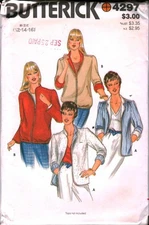 4297 Vintage Butterick Sewing Pattern 1980s Misses Loose Fitting Jackets UNCUT