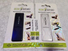 Lot -2 PureGear KikStik Grip & Kickstand Wireless Charger Compatible Clear & Bla