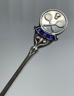 VTG Badminton Pitcher SOUVENIR SPOON blue shuttlecock E. B C D and D silver