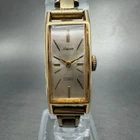 Seiko Lady Seiko Tank Watch Women 13mm Silver Dial Gold Tone Manual 4044H Runs