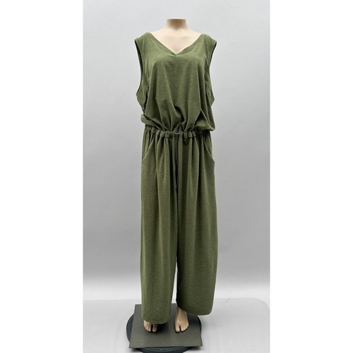 Old Navy Jumpsuit Women XXL Green Breathe On Active Stretch Knit Wide Leg Lounge