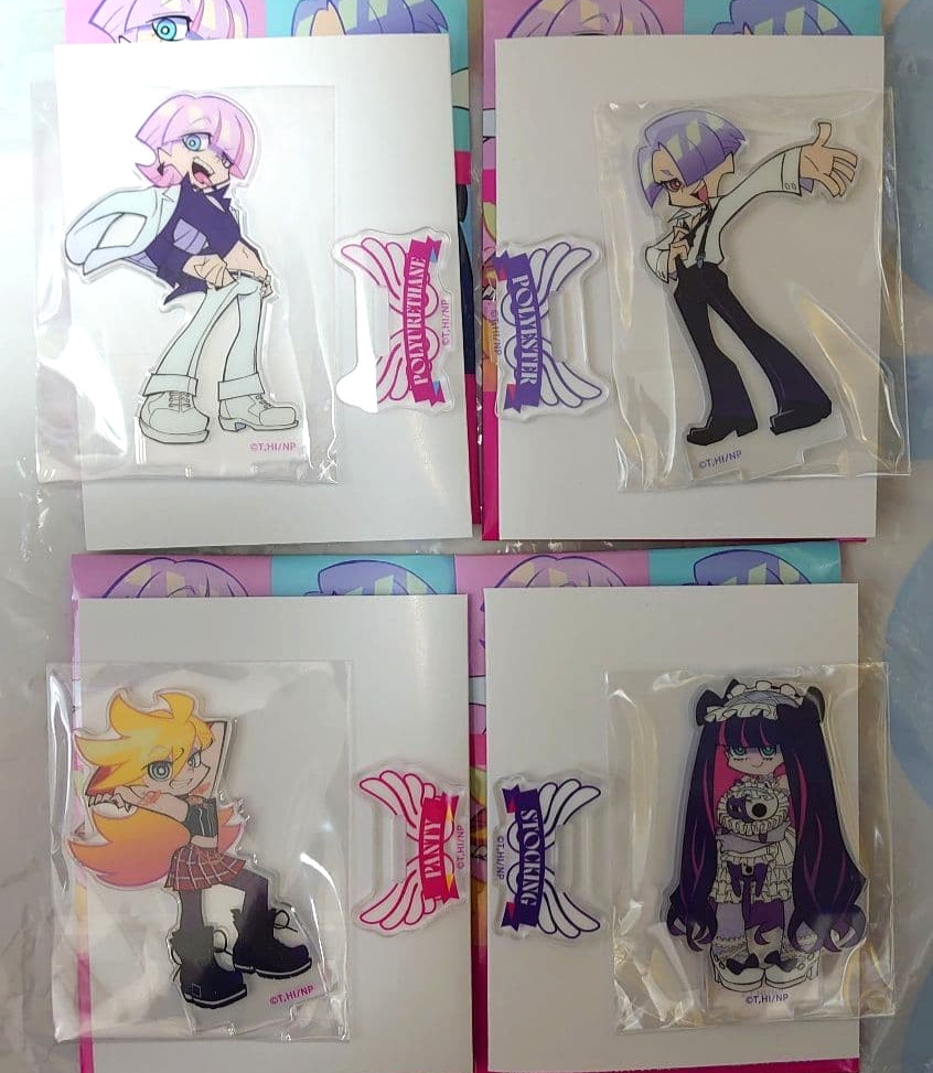 Panty & Stocking Acrylic Stand Figure complete Set of 4 Family Mart Limited NEW