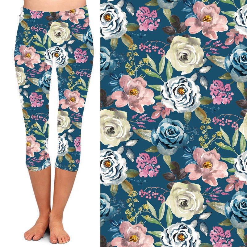 Leggings CAPRI Rosa Verde Azul Floral Hojas Para Mujer Talla Grande TC 10-18 Foto 4 de 4