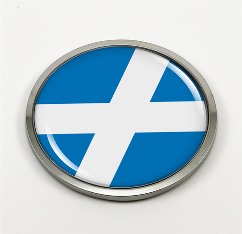 Emblem Car Sticker Chrome ROUND Bezel - Scotland Flag - Foto 12 di 17