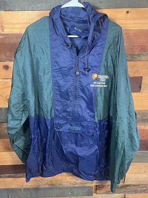 Vintage Tombstone Pizza Blue Windbreaker Jacket Retro Size XXL Jansport Tags