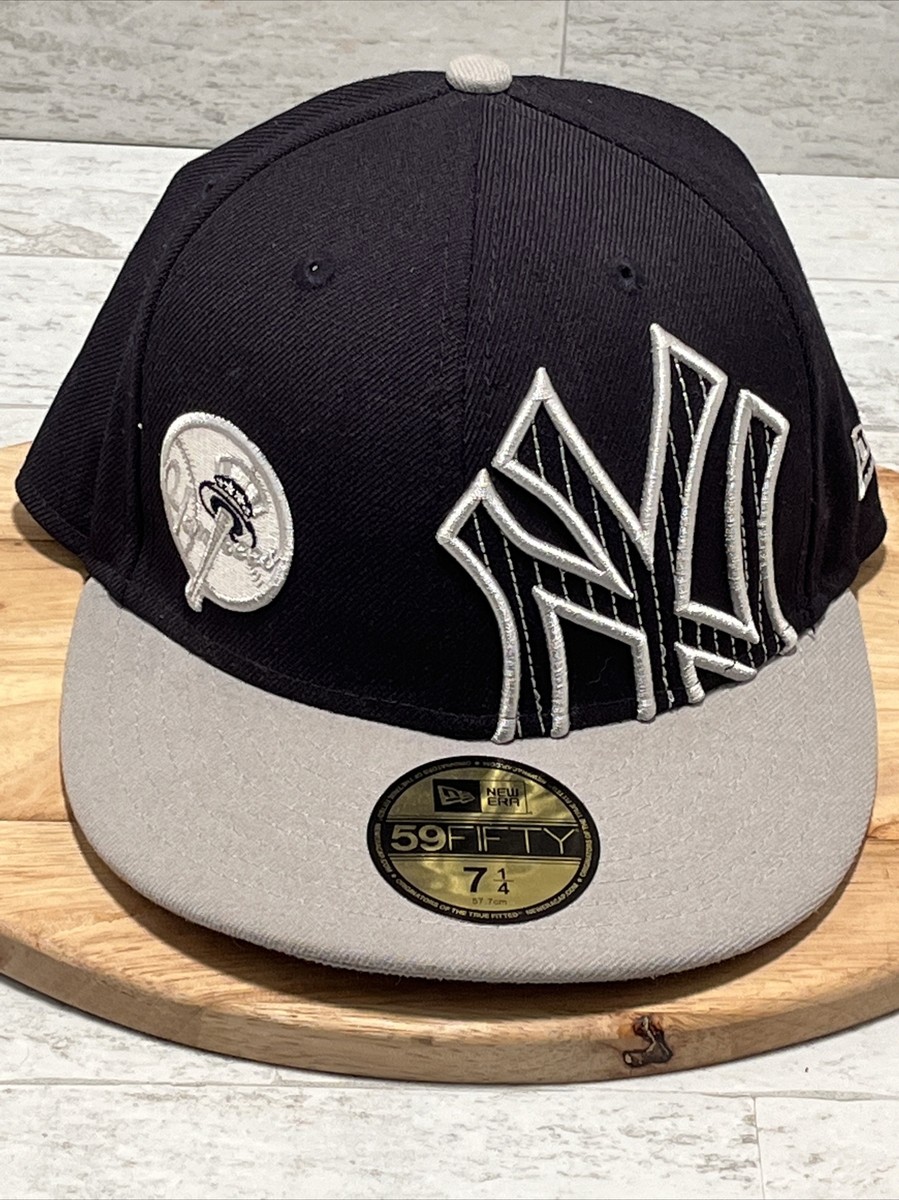 New Era 59Fifty New York Yankees Fitted Hat Sz 1/4 Navy/Gray