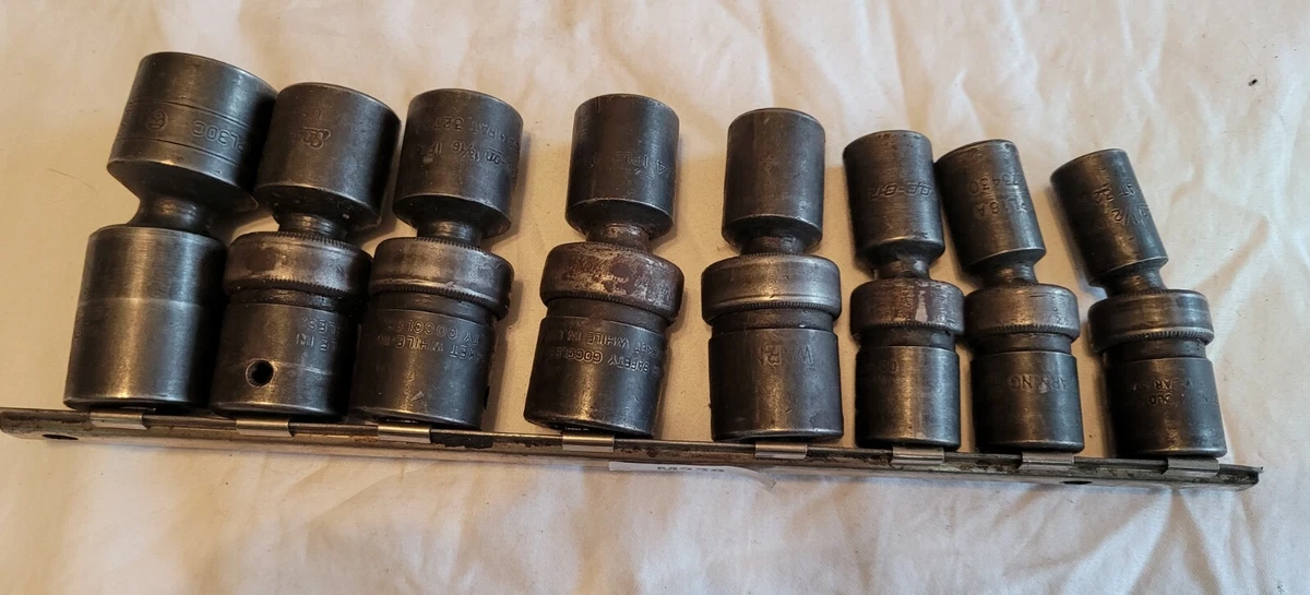 Snap On 8 pc 1 2 Dr 6 Pt SAE Flank Drive Shallow Impact Swivel Socket Set