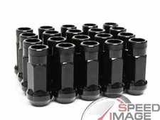 Z RACING BLACK 48MM STEEL OPEN EXTENDED LUG NUTS SET 20 PCS 12X1.5 FD