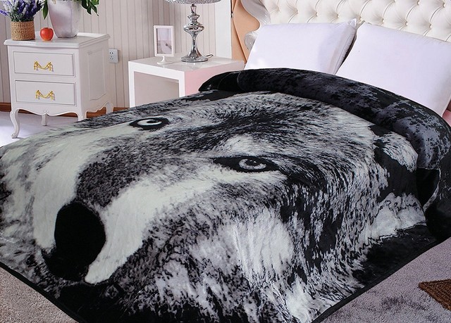 Hiyoko Wolf Animal Mink Blanket Throw Bedspread Comforter Cover