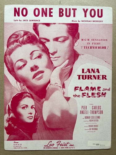 2 1954 LANA TURNER & PIER ANGELI FILM sheet music FLAME & FLESH Brodszky US/Oz