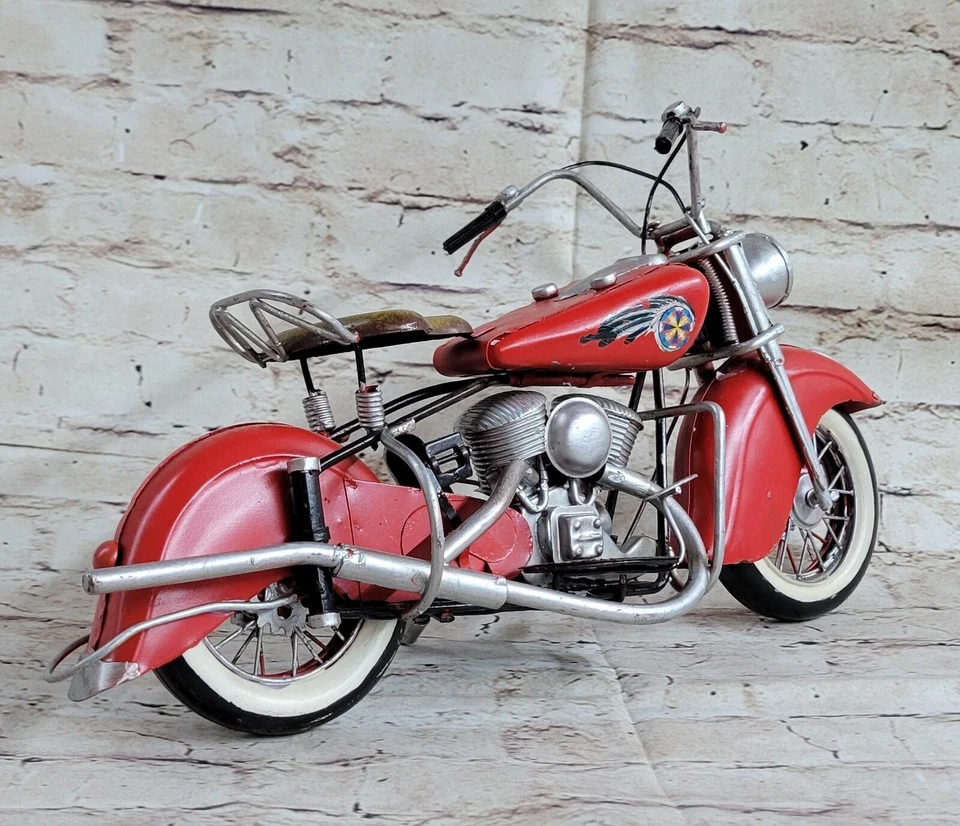 1956 Indian Metall Motorrad Modell Werbegeschenk Heiße Guss Skulptur Wohnkultur - Bild 3 von 4