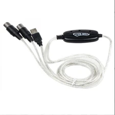USB IN-OUT MIDI Interface Cable Converter to PC Music Keyboard Adapter Cord