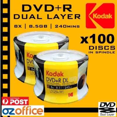 PREMIUM 100 x Kodak DVD+R DL 8.5GB Dual Layer 8X Blank DVD White ...