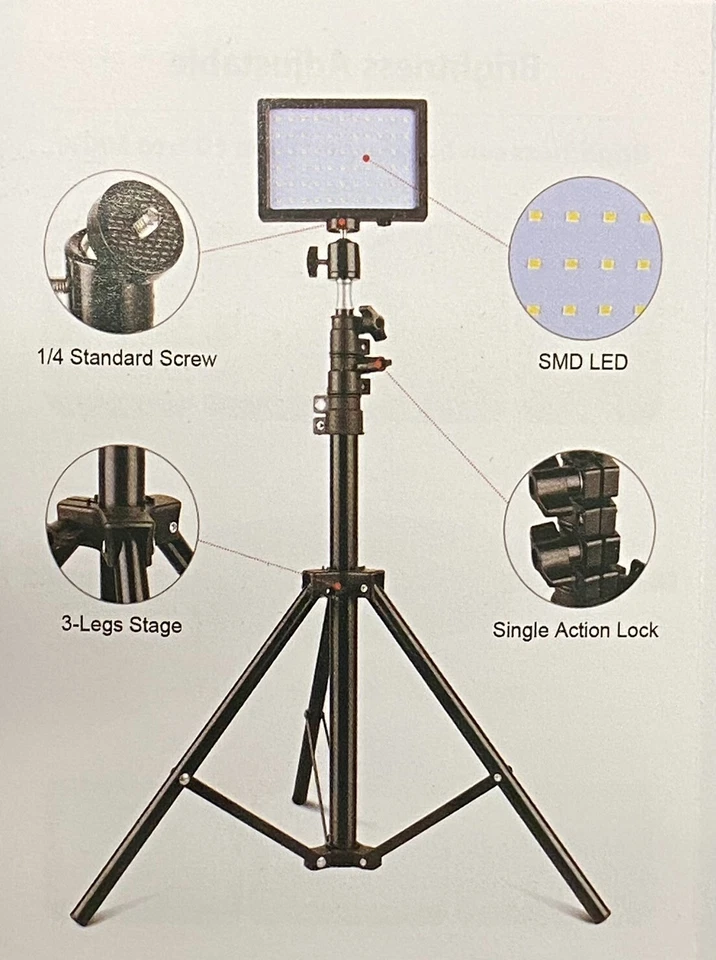 LED Video Light Kit, 2 Pcs Dimmable Continuous Portable Photography - Image 2 of 4