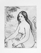 Pierre Auguste Renoir Seated Woman Restrike Etching Art 15 x 11