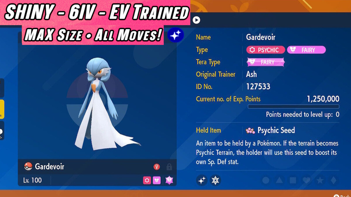 x2 ✨SHINY✨or Not GARDEVOIR + GALLADE 6IV BATTLE-READY POKEMON SCARLET and  VIOLET