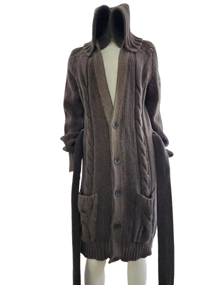 VITAGE DIESEL MUJER MEZCLA LANA PUNTO PESADO CÁRDIGAN ABRIGO CINTURÓN TALLA MEDIANA GRIS Foto 4 de 4