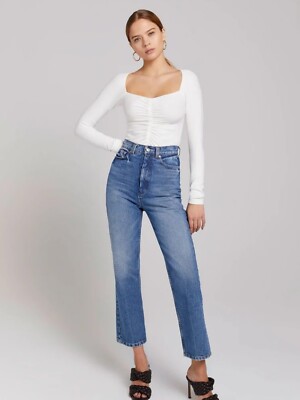 ALC Cropped Ethan Jeans Light Indigo High Rise Cotton Size 0