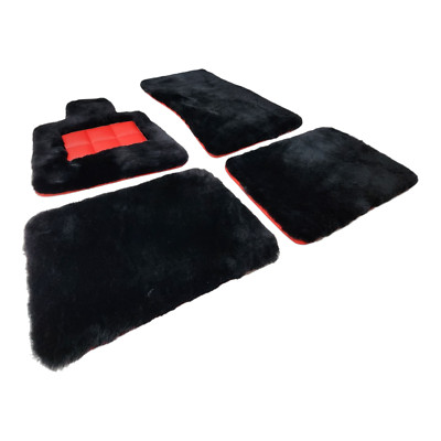 Genuine Sheepskin Floor Mats For Rolls Royce Cullinan 2019-2025  Red Leather