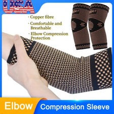 Copper Tennis Elbow Brace Compression Sleeve Support Arthritis Tendon Joint Wrap