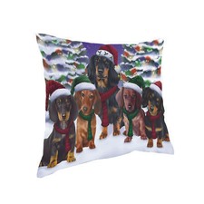 Have a Holly Jolly Christmas Holidays Dachshund Dog Throw Pillow PIL1656 14x14 
