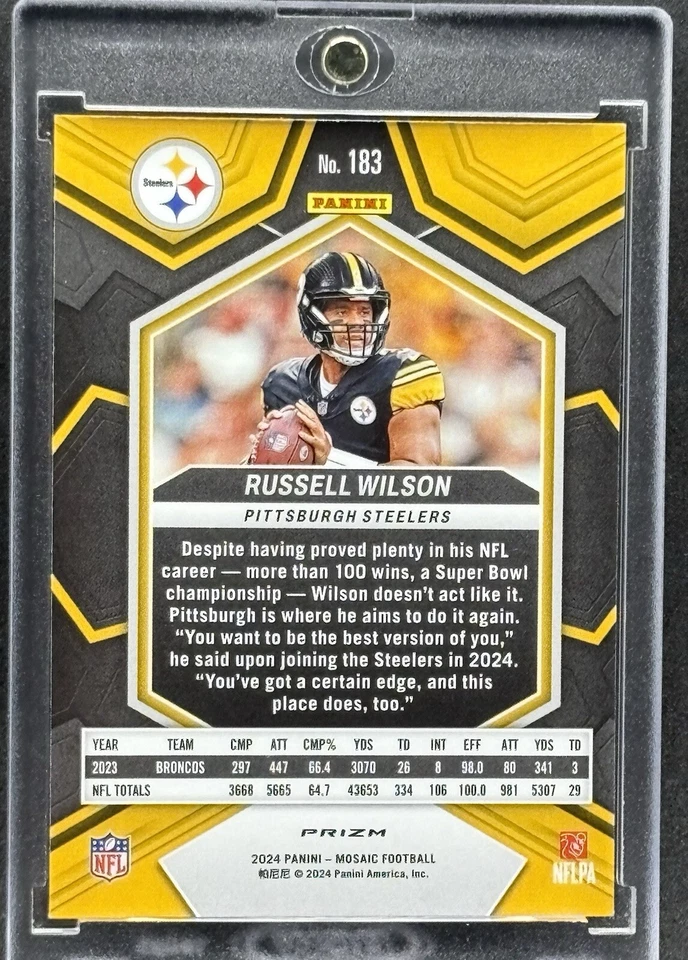 Tarjeta de inversión Russell Wilson RARA PRIZM REFRACTOR PANINI SSP STEELERS Foto 2 de 2